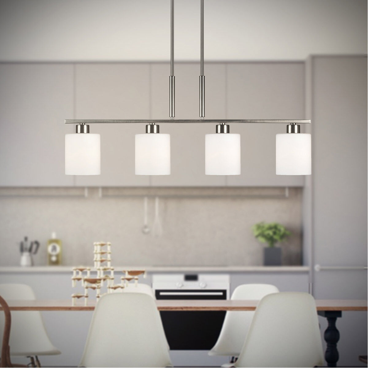 Signature 4 Light 35 inch Brushed Nickel Island Pendant Ceiling Light