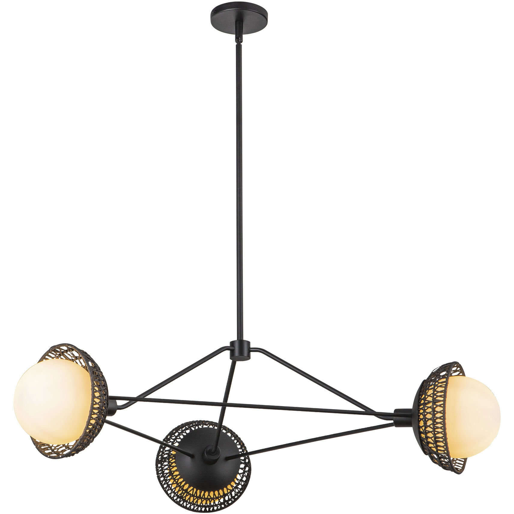 Alora Mood Perth 3 Light 39.88 inch Matte Black/Opal Glass Chandelier Ceiling Light