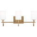 Oak Moore 3 Light 23.88 inch Satin Brass Bath Vanity Wall Light