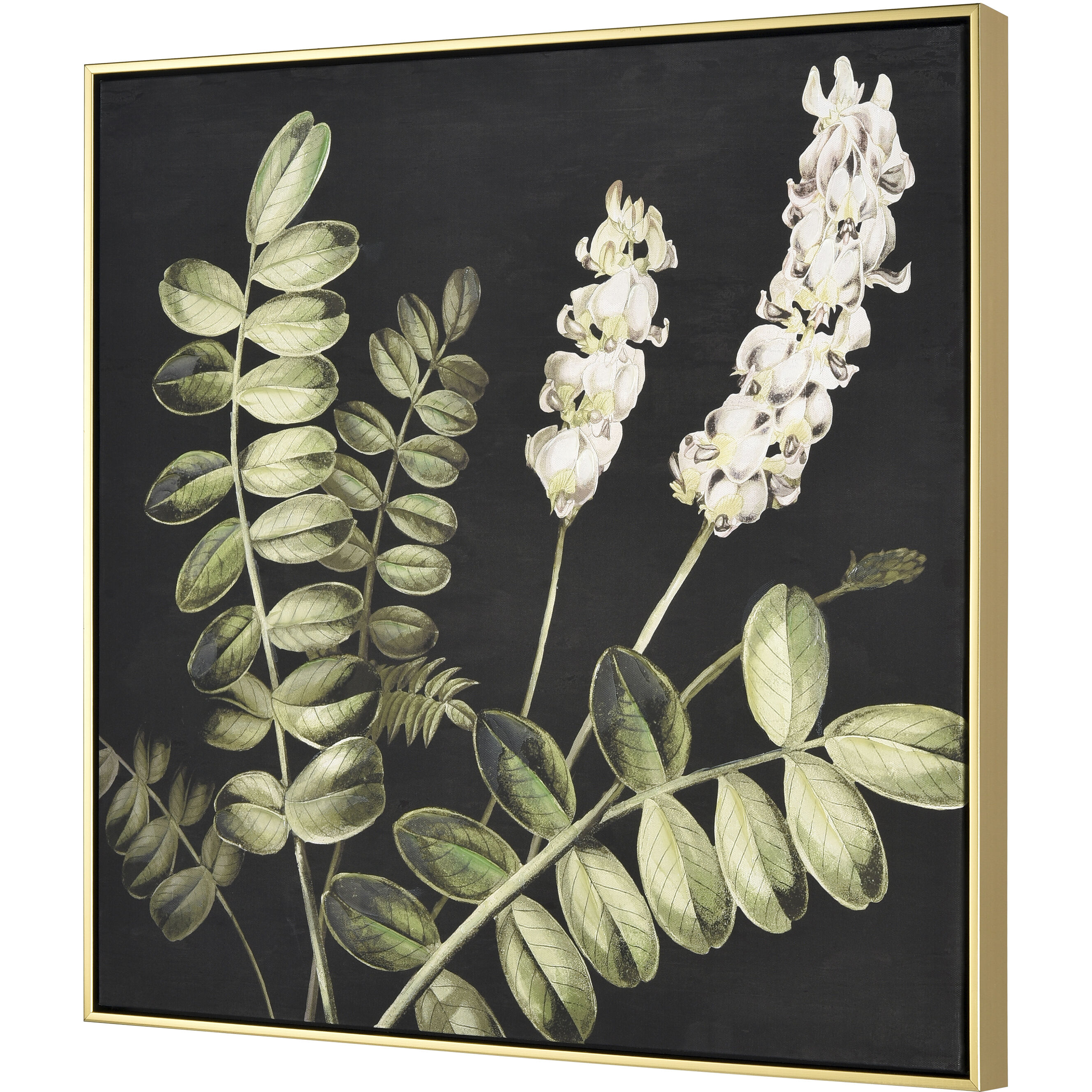 Botanical Study II Green with Black and Gold Framed Wall Art