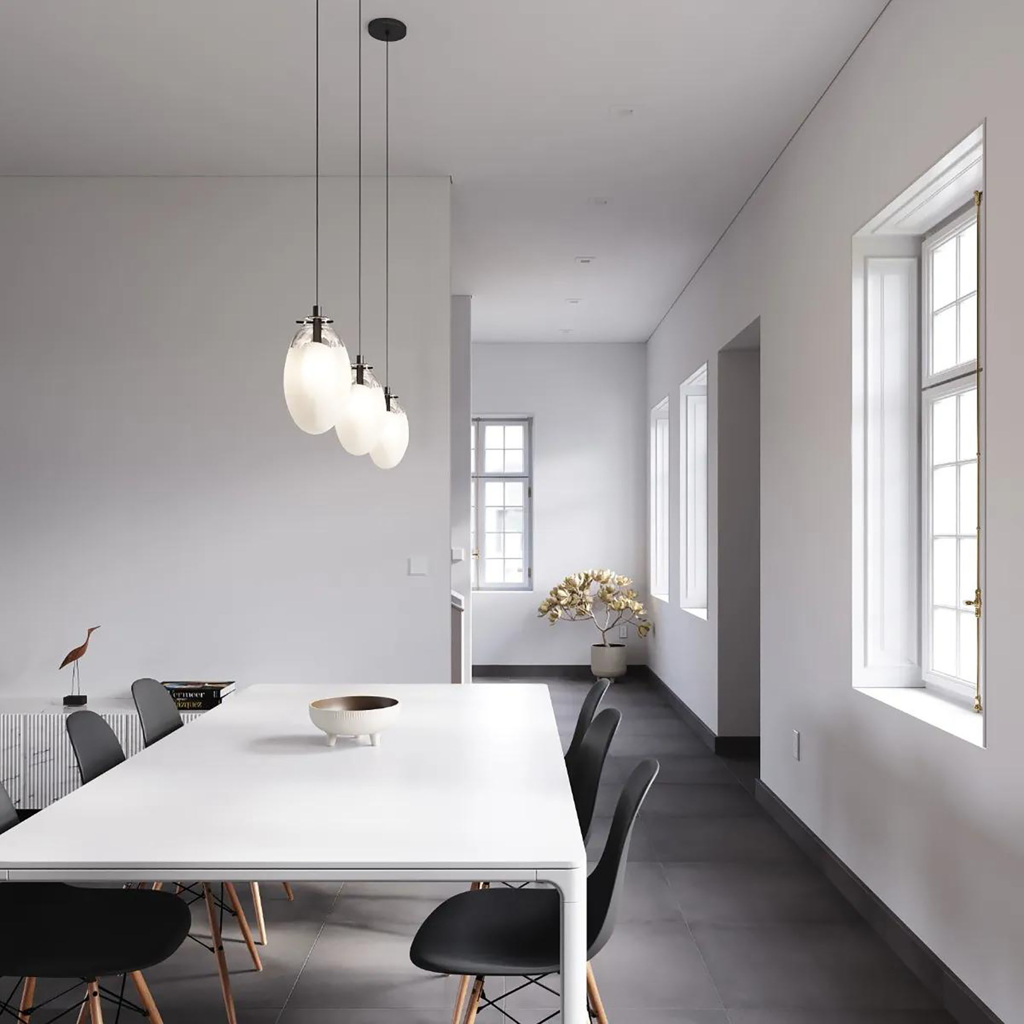 Liquid LED 6 inch Satin Black Pendant Ceiling Light in Poured White Glass