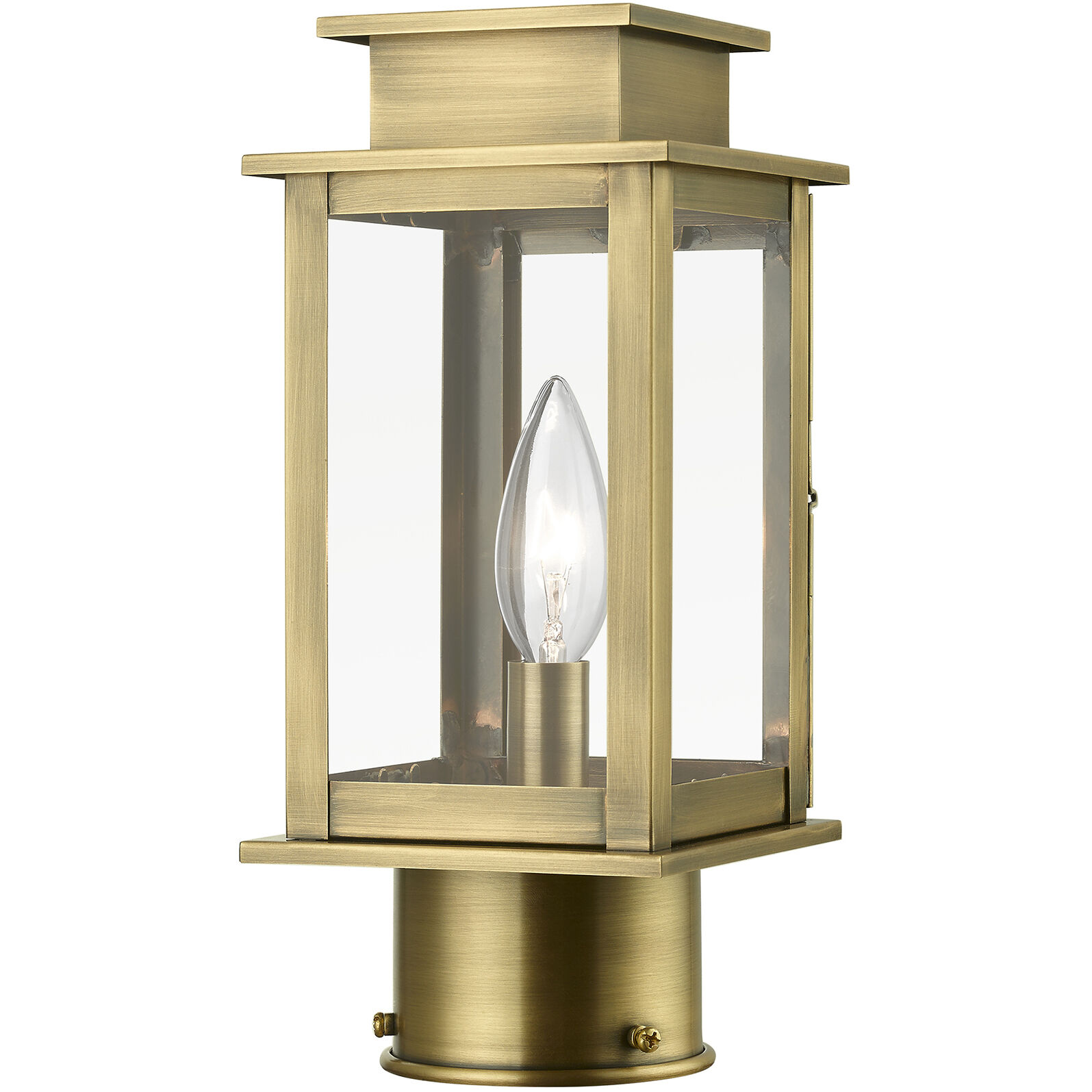 Princeton 1 Light 11 inch Antique Brass Outdoor Mini Post Top Lantern