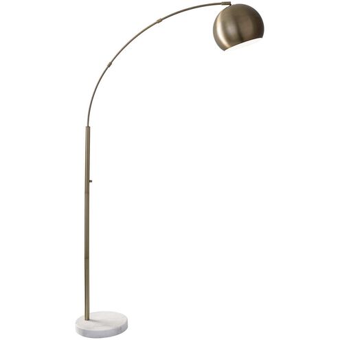 Astoria 78 inch 100.00 watt Antique Brass and White Marble Arc Lamp Portable Light