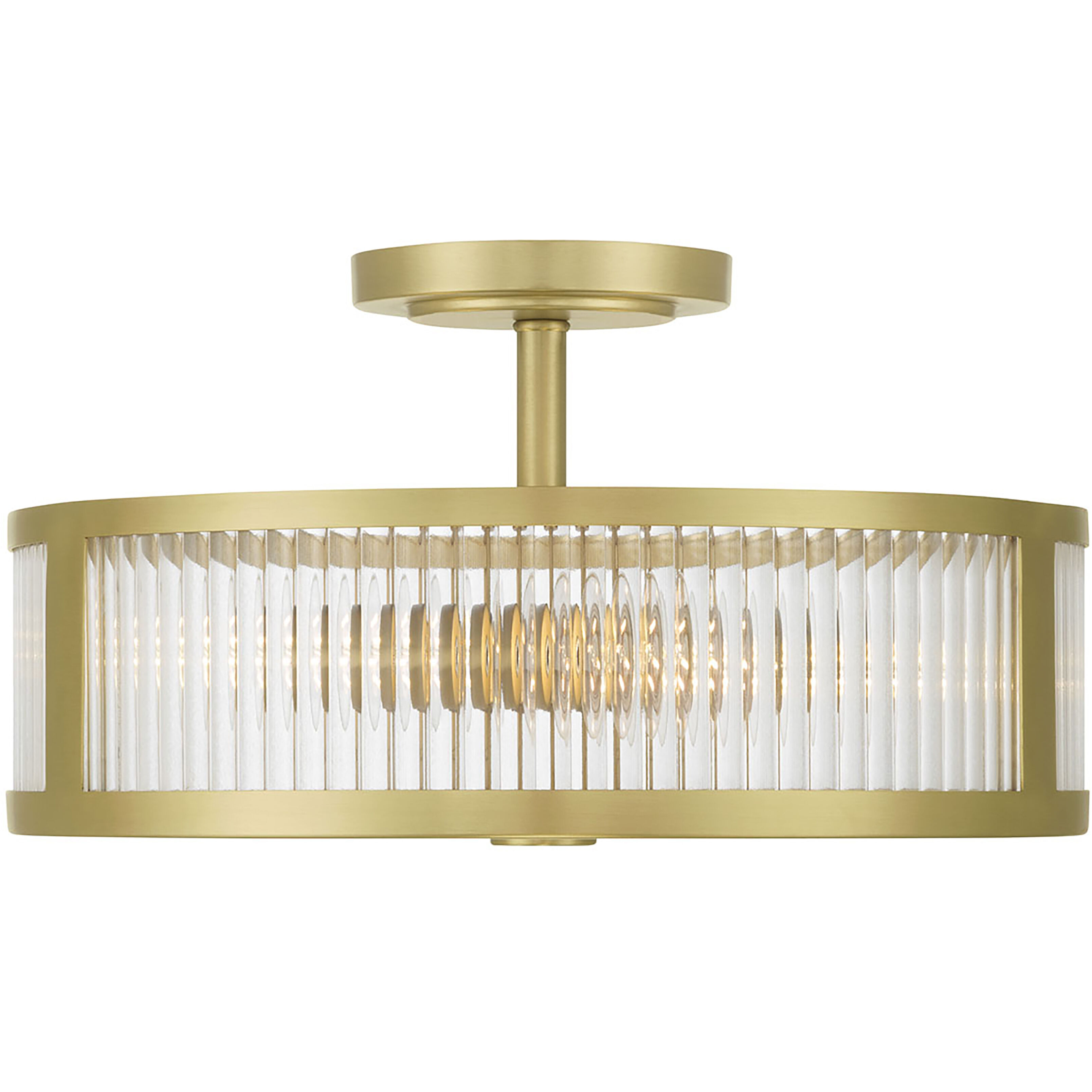 Ardezia 3 Light 15.75 inch Vintage Brass Semi-Flush Mount Ceiling Light