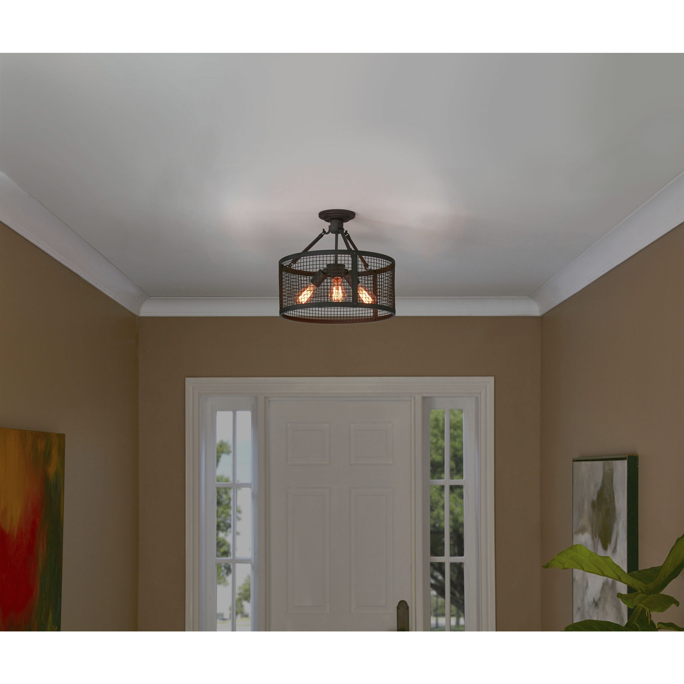 Wilder 3 Light 16 inch Mottled Black Semi-Flush Mount Ceiling Light