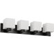 Veda 4 Light 30.75 inch Matte Black Vanity Light Wall Light in White Opal