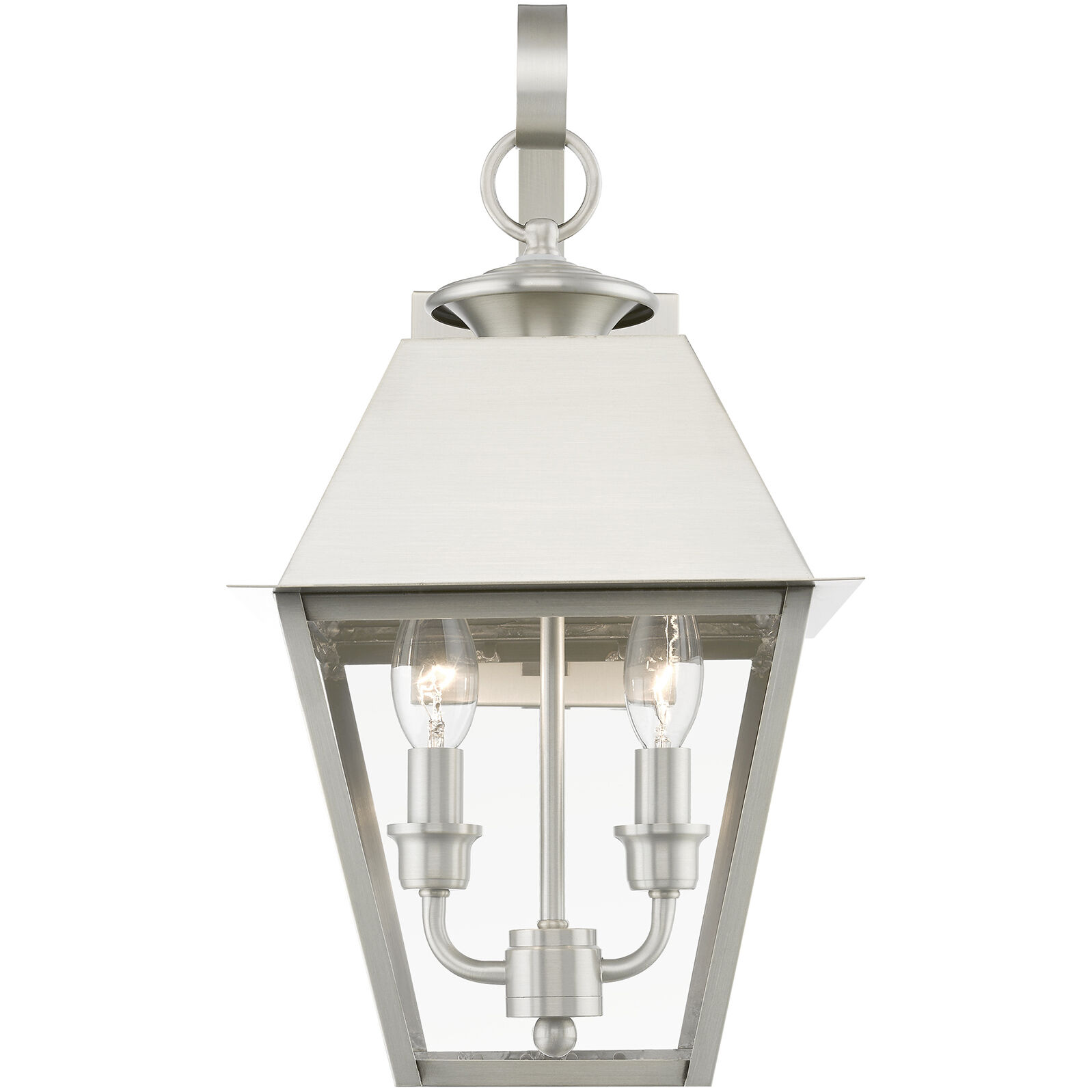 Wentworth 2 Light 17 inch Brushed Nickel Outdoor Wall Lantern, Medium