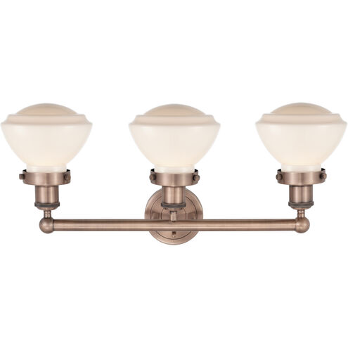 Olean 3 Light 24.5 inch Antique Copper and Matte White Bath Vanity Light Wall Light