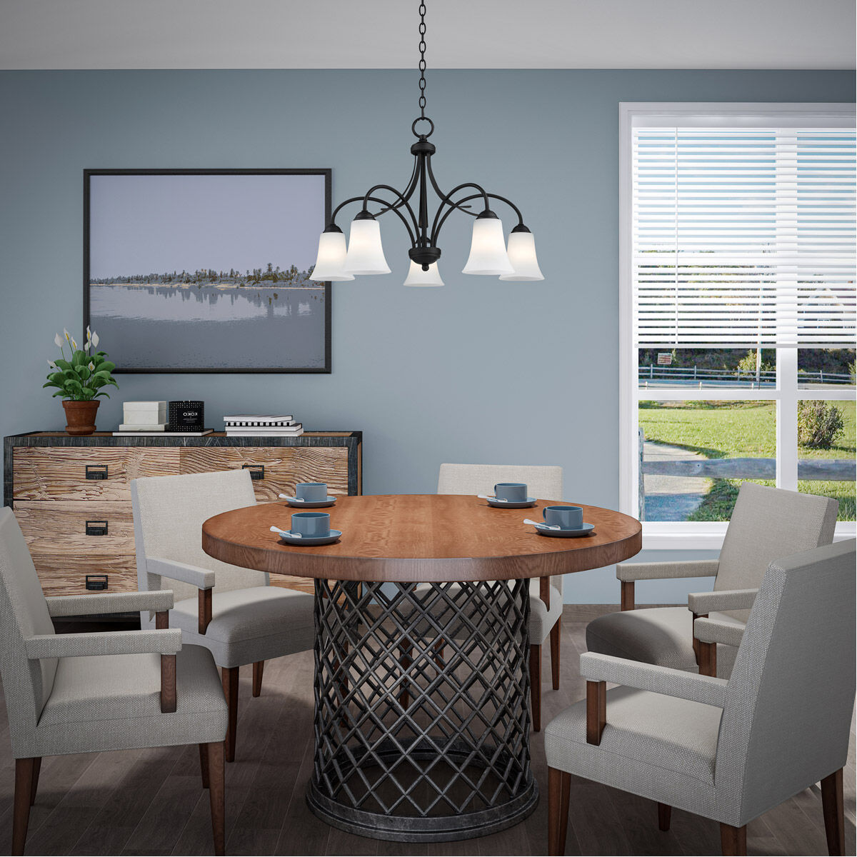 Ridgedale 5 Light 26 inch Black Chandelier Ceiling Light