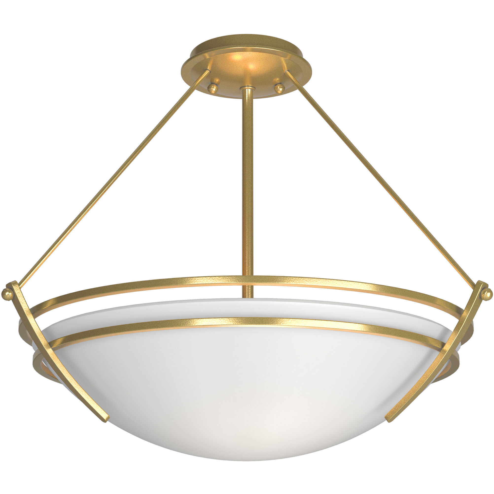 Presidio Tryne 3 Light 18 inch Modern Brass Semi-Flush Ceiling Light in Opal