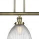 Franklin Restoration Seneca Falls 3 Light 39 inch Antique Brass Island Light Ceiling Light in Incandescent, Clear Halophane Glass, Franklin Restoration