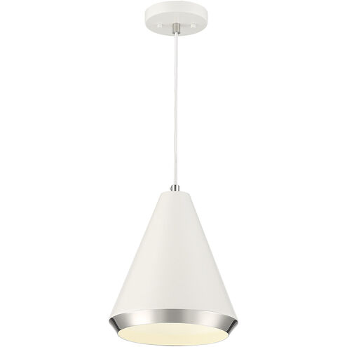 Vintage 1 Light 10 inch White with Polished Nickel Pendant Ceiling Light