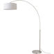 Float 92 inch 14 watt Satin Nickel Arc Floor Lamp Portable Light in White Linen
