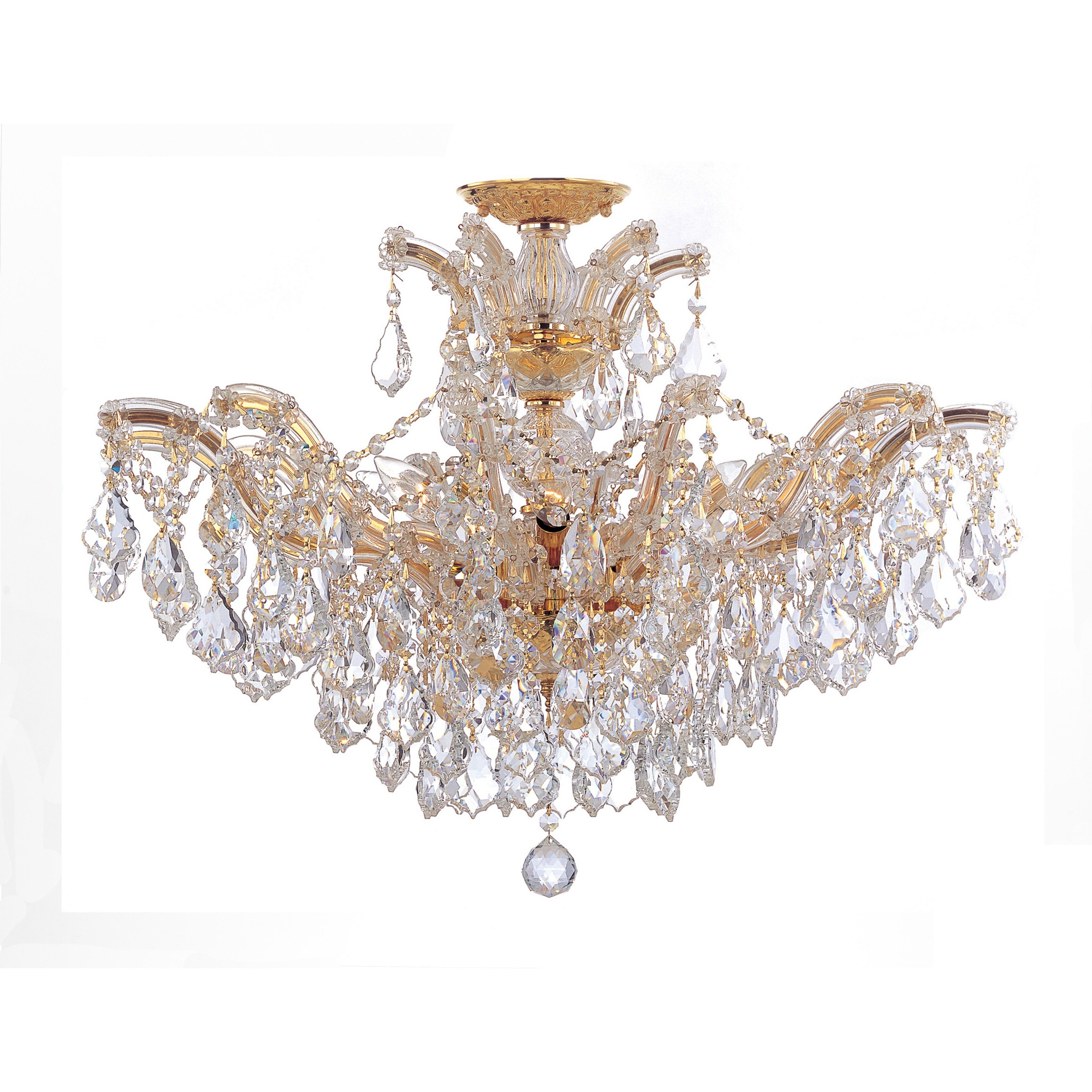 Maria Theresa 6 Light 29 inch Gold Semi Flush Ceiling Light in Clear Hand Cut