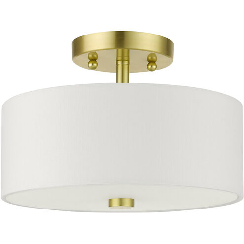 Meridian 2 Light 11 inch Satin Brass Semi Flush Ceiling Light