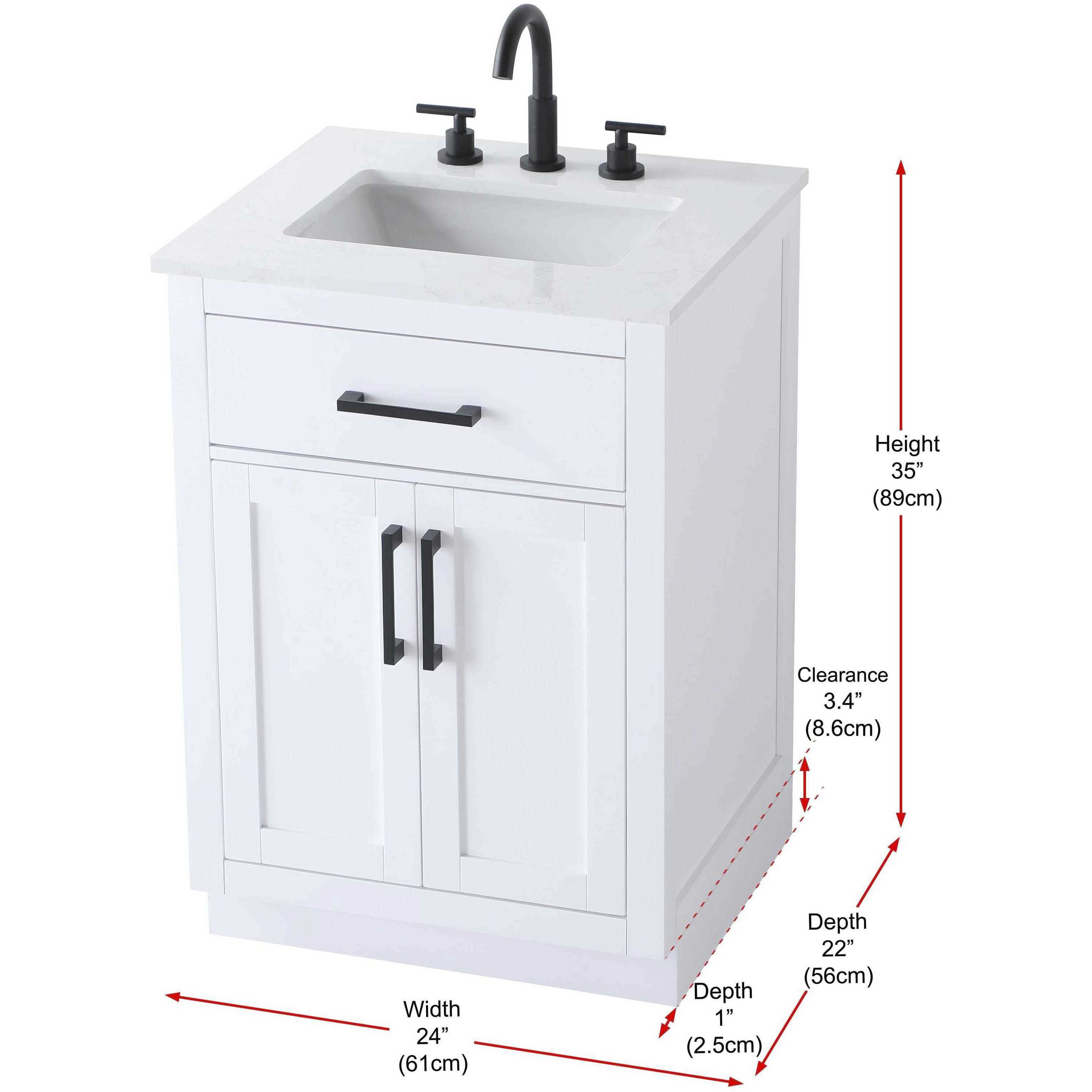 Alden 24 X 35 inch White Bathroom Vanity Cabinet
