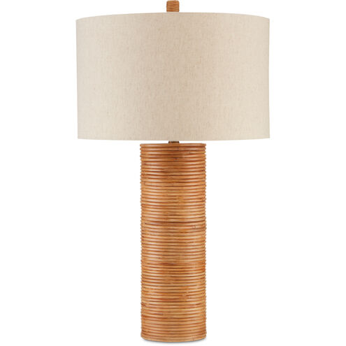 Salome 31.5 inch 150 watt Brass/Natural Rattan Table Lamp Portable Light