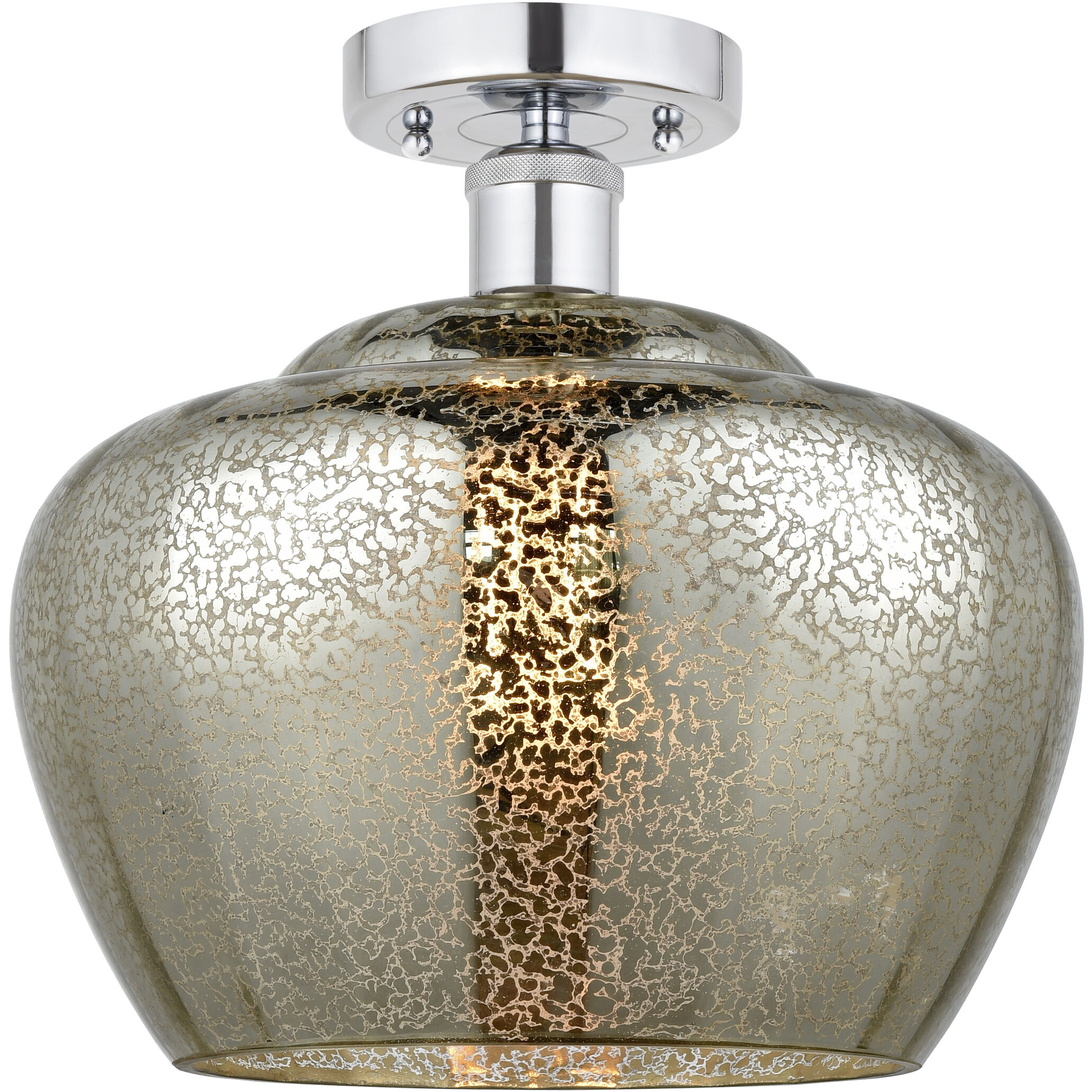 Edison Fenton 1 Light 11 inch Brushed Satin Nickel Flush Mount Ceiling Light in Plated Smoke Glass