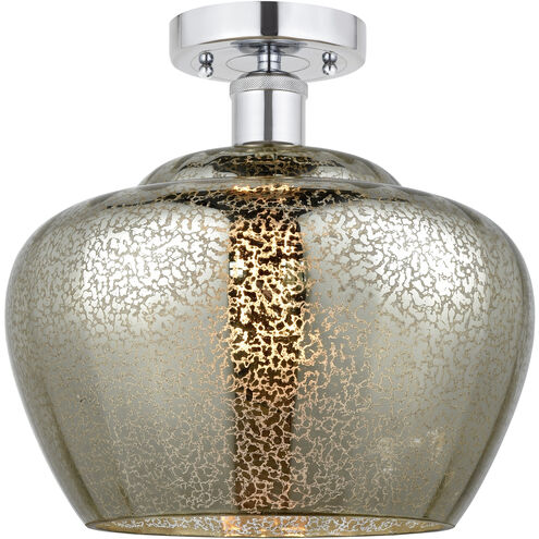 Edison Fenton 1 Light 11 inch Polished Chrome Semi-Flush Mount Ceiling Light in Mercury Glass