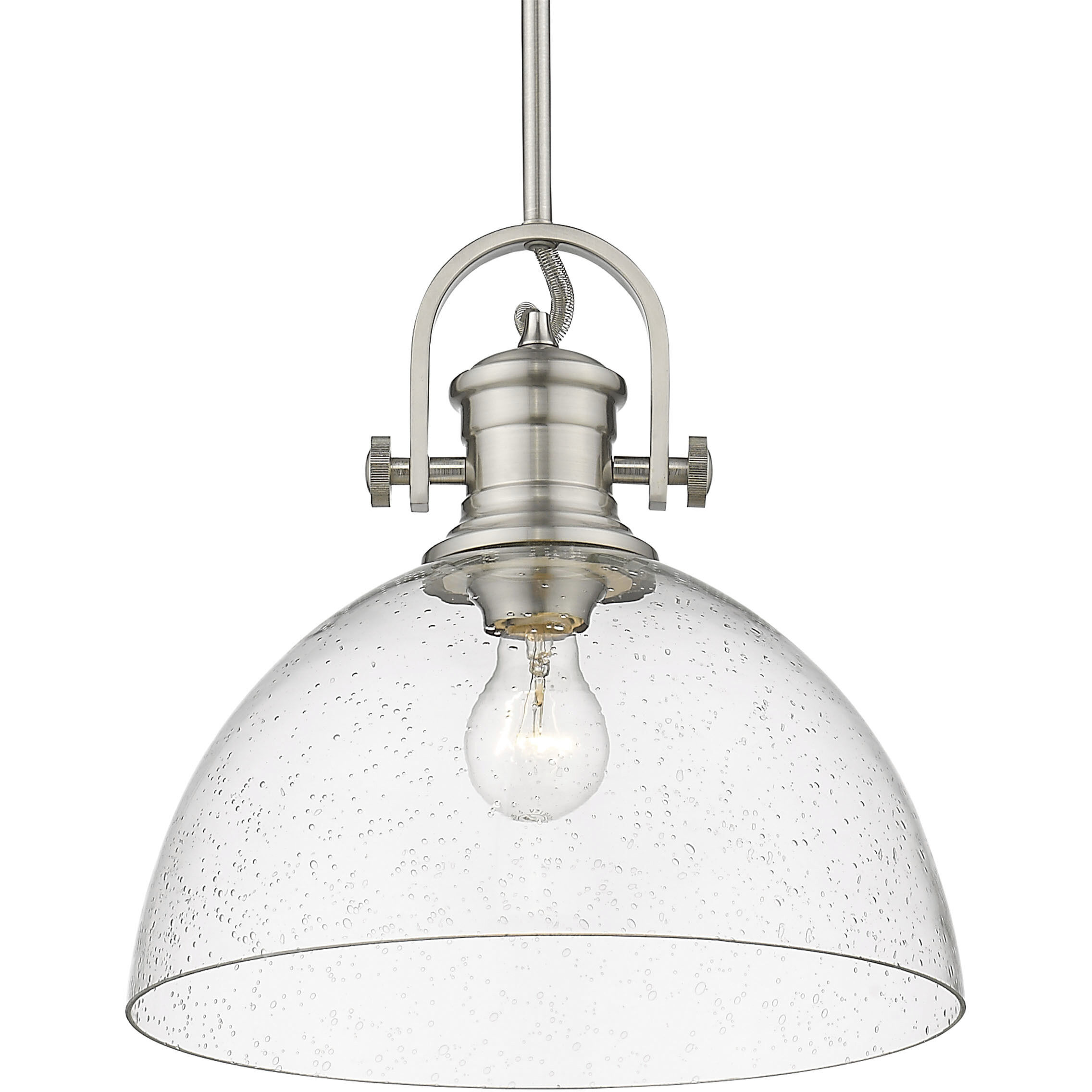 Yep Hines 1 Light 13.5 inch Pewter Pendant Ceiling Light in Seeded Glass, Large