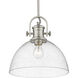 Yep Hines 1 Light 13.5 inch Pewter Pendant Ceiling Light in Seeded Glass, Large