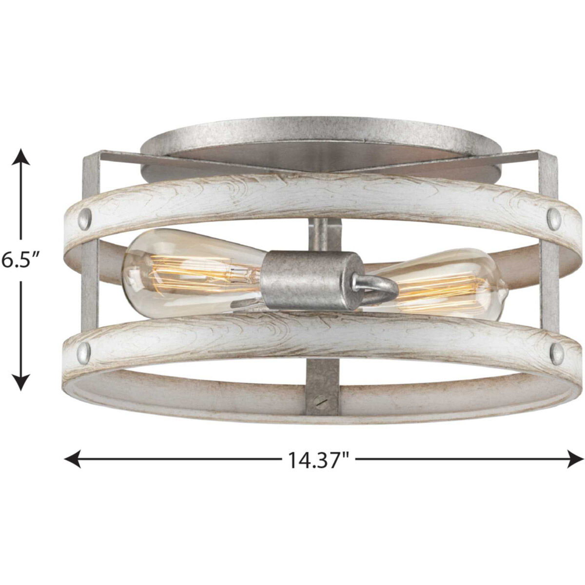 Gulliver 2 Light 14 inch Galvanized Flush Mount Ceiling Light