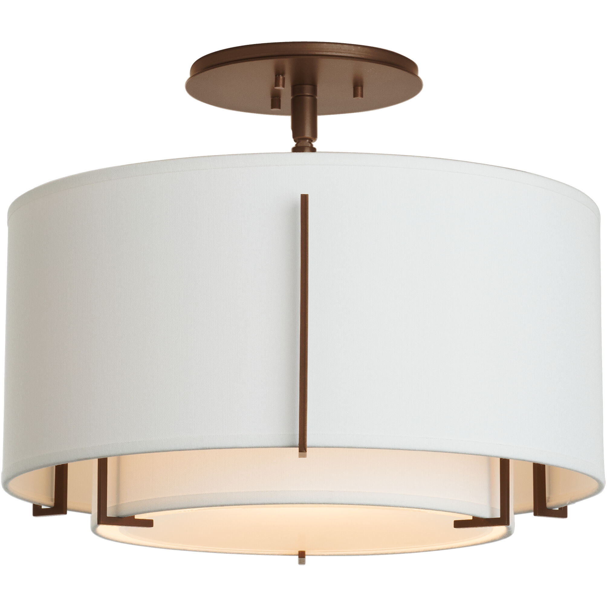 Exos 1 Light 16.1 inch Bronze Semi-Flush Ceiling Light in Natural Anna, Small