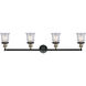Franklin Restoration Small Canton LED 42 inch Black Antique Brass Bath Vanity Light Wall Light in Clear Glass, Franklin Restoration