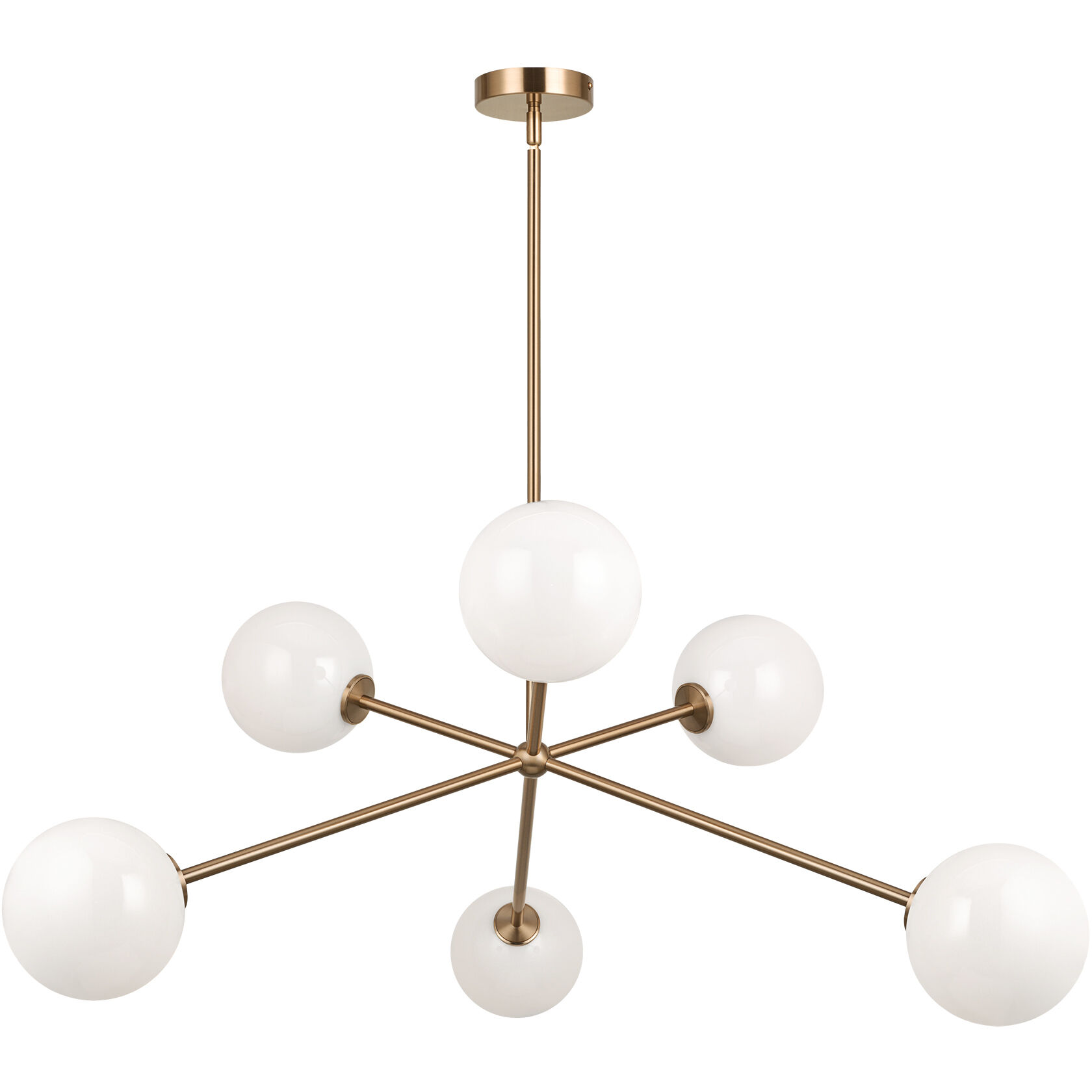 Novo 6 Light 35 inch Aged Gold Brass Chandelier Ceiling Light in Aged Gold Brass and Opal Glass