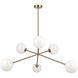Novo 6 Light 35 inch Aged Gold Brass Chandelier Ceiling Light in Aged Gold Brass and Opal Glass