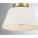 Modern 1 Light 12 inch Natural Brass Semi-Flush Ceiling Light