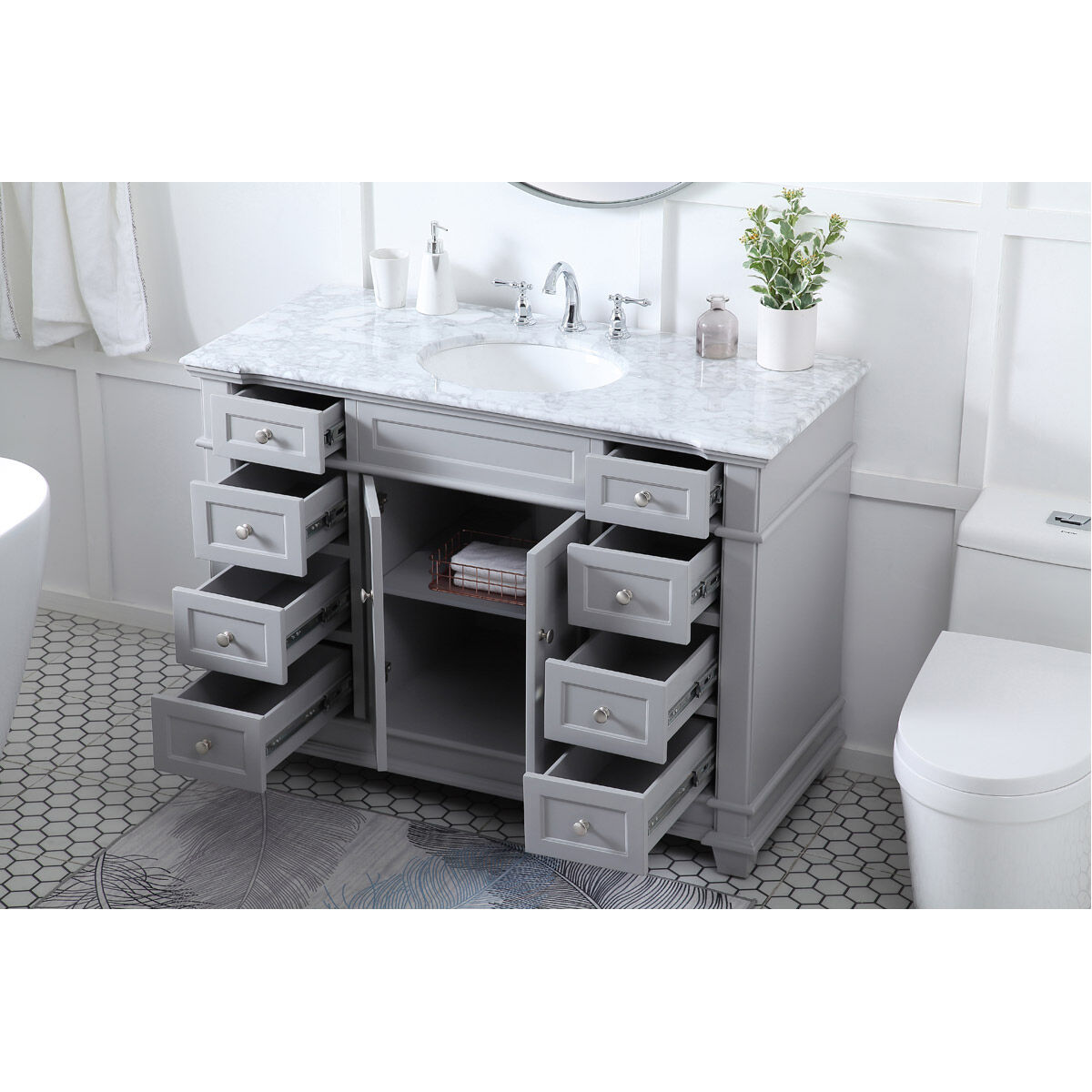 Wesley 48 X 21.5 X 35 inch Grey Vanity Sink Set in Gray