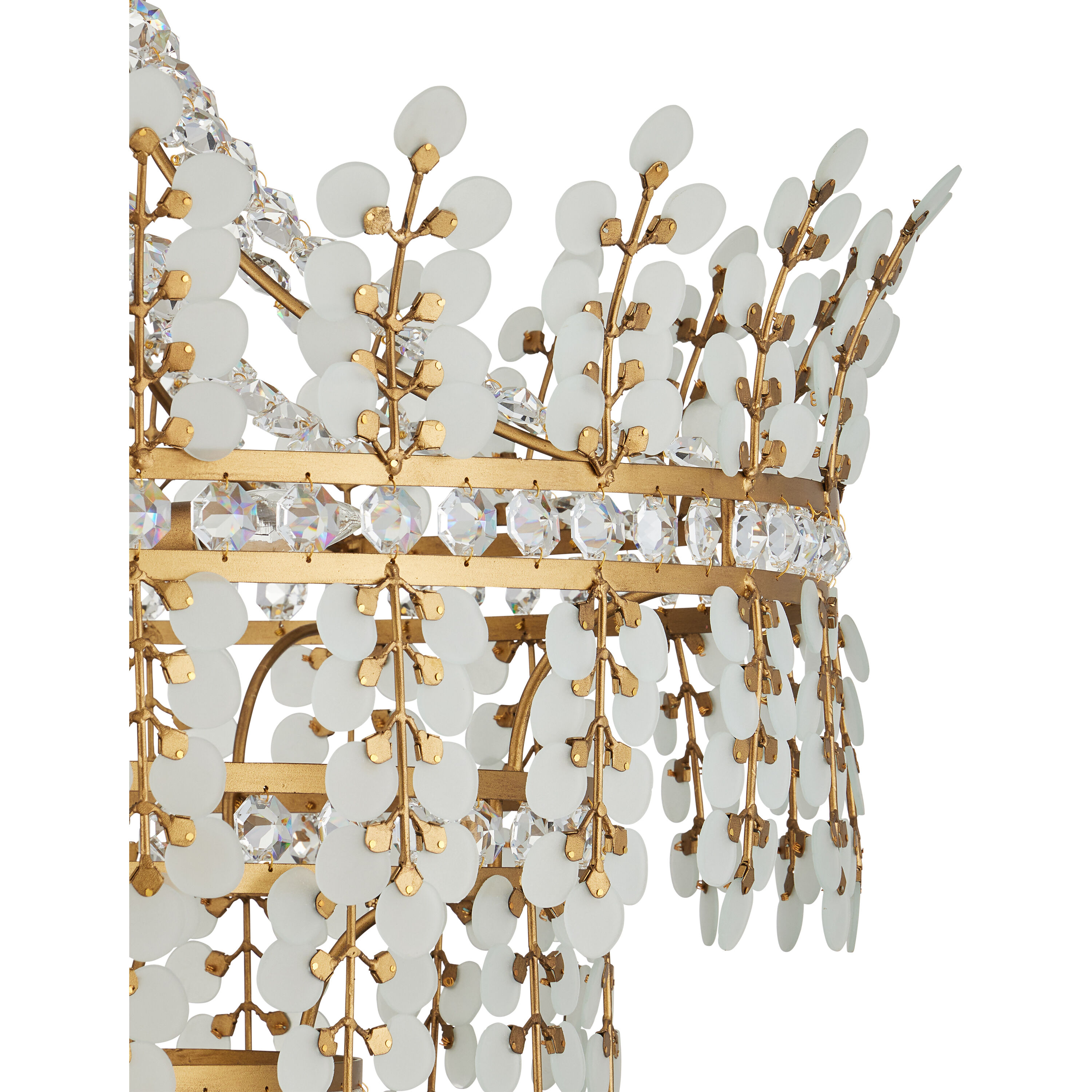 Bradshaw 4 Light 35.5 inch Frosted/Clear/Brass Chandelier Ceiling Light