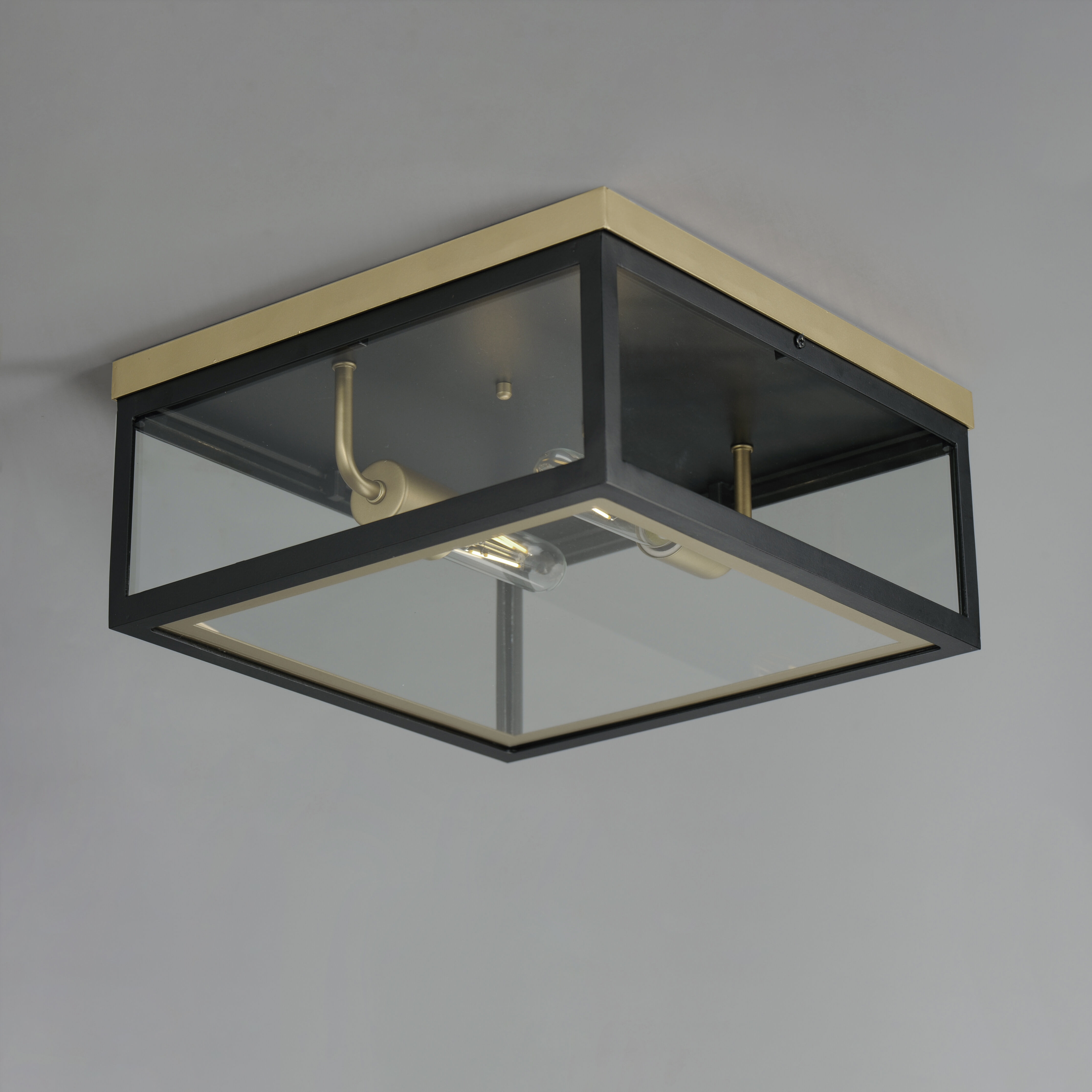 Neoclass 2 Light 13 inch Black/Gold Outdoor Flush Mount