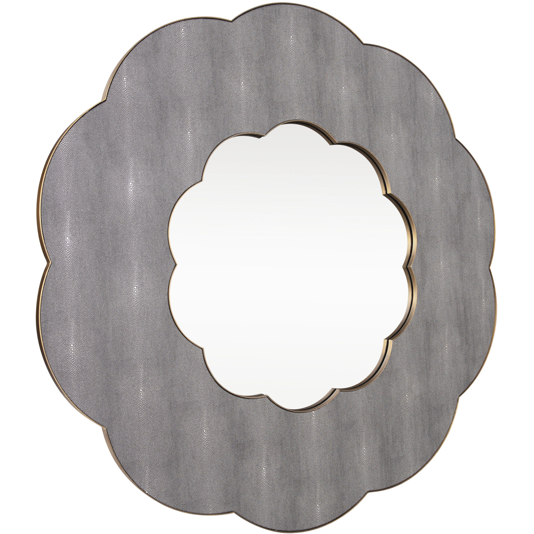 Scallop 54 X 54 inch Gray Shagreen with Weathered Brass Wall Mirror, Varaluz Casa