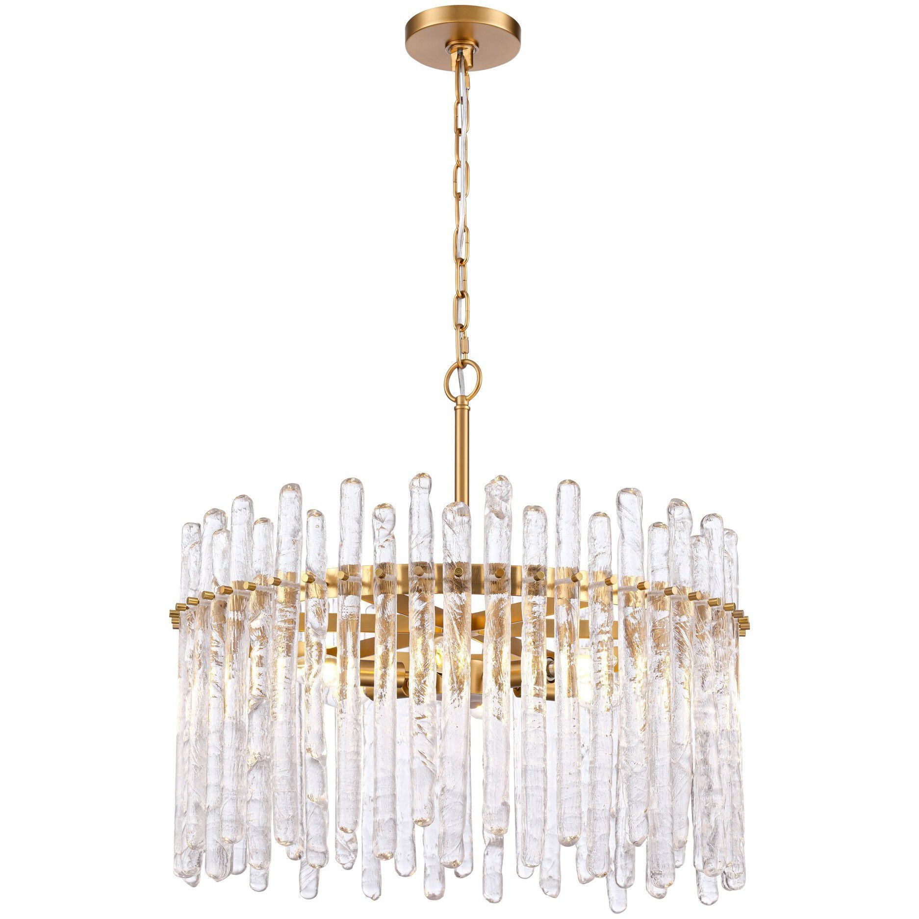 Icicles 6 Light 24 inch Natural Brass Pendant Ceiling Light, Converts to Semi Flush