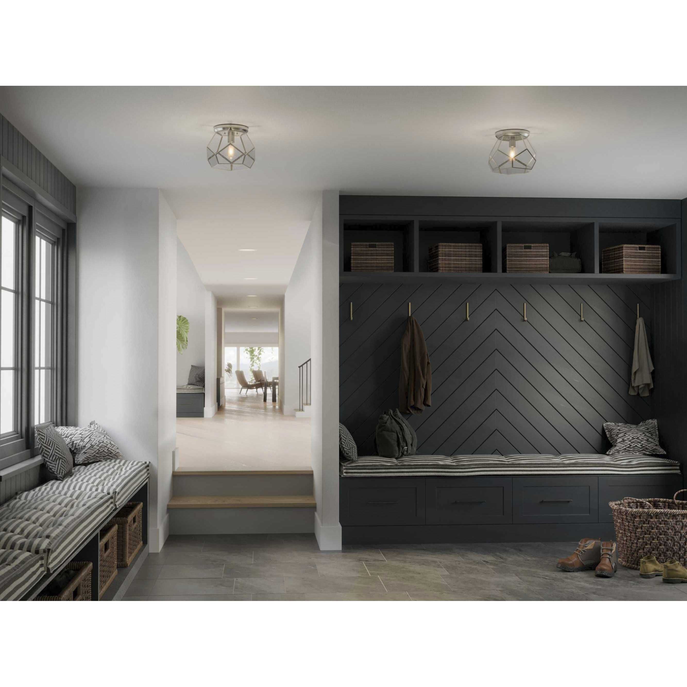 Cinq 1 Light 12 inch Brushed Nickel Flush Mount Ceiling Light, Design Series