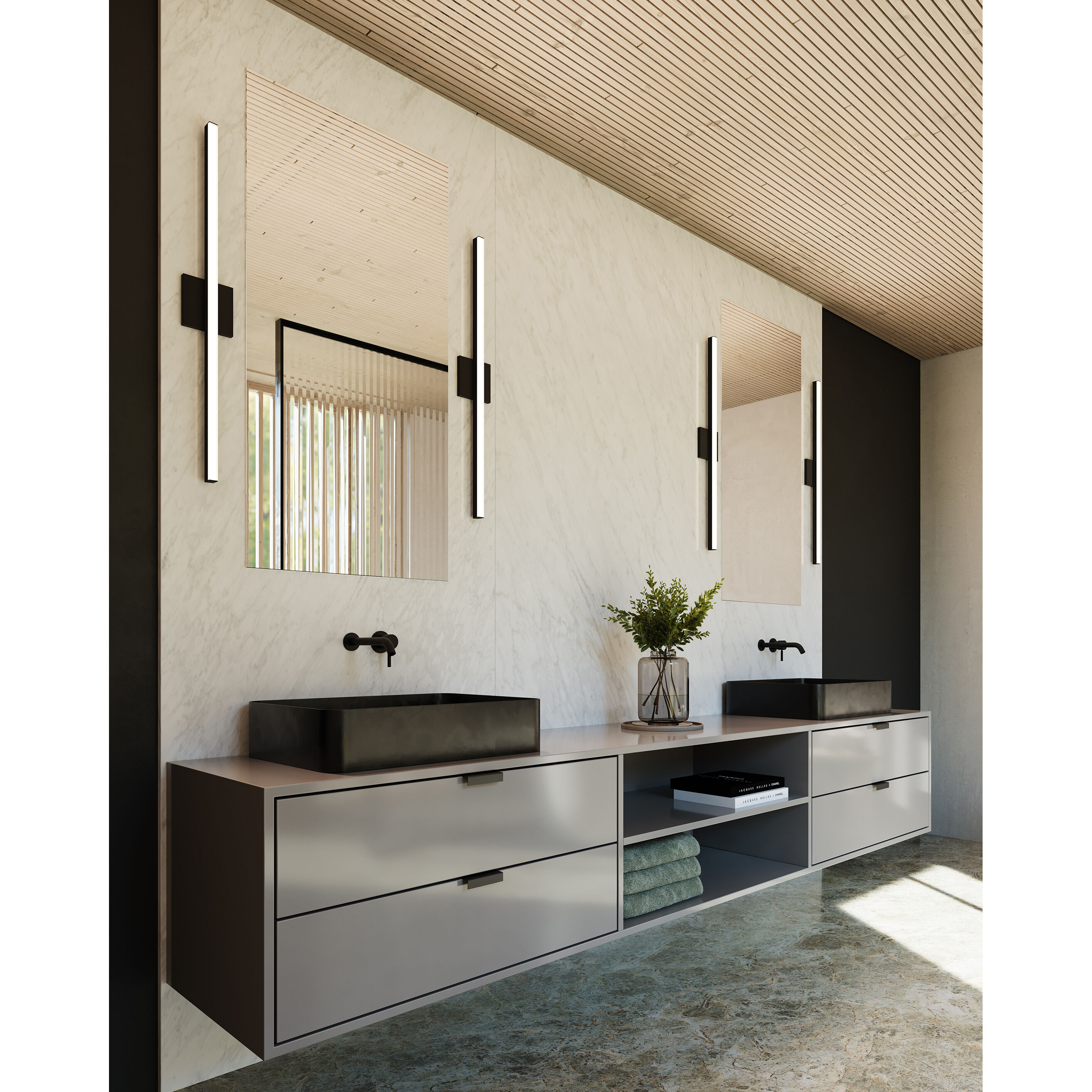 Stix LED 0.75 inch Satin Black Vanity Light Wall Light