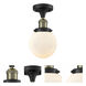 Franklin Restoration Beacon 1 Light 6 inch Black Antique Brass Semi-Flush Mount Ceiling Light in Matte White Glass, Franklin Restoration