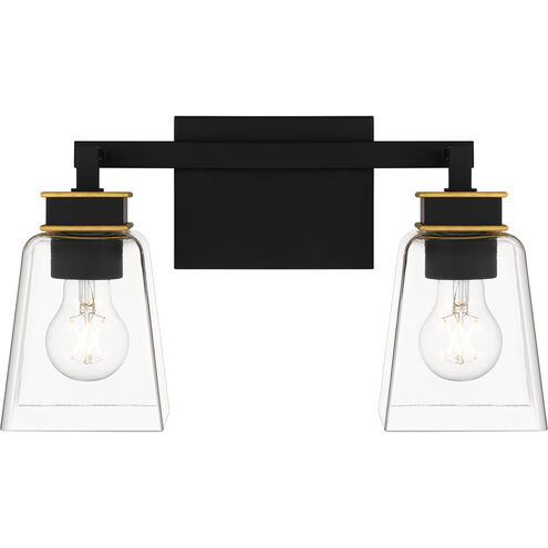 Almany 2 Light 15.25 inch Matte Black Bath Light Wall Light, Medium