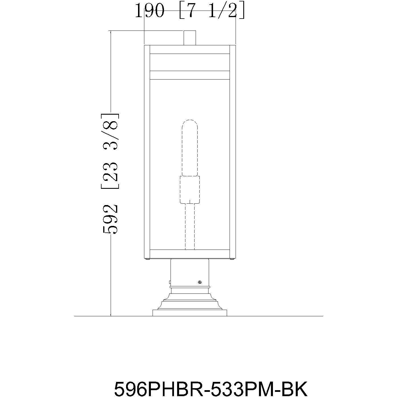 Nuri 1 Light 23.5 inch Black Outdoor Pier Mounted Fixture