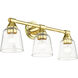 Catania 3 Light 23 inch Polished Brass Vanity Sconce Wall Light