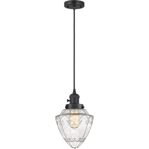 Franklin Restoration Bullet 1 Light 7 inch Matte Black Mini Pendant Ceiling Light in Incandescent, Seedy