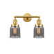 Franklin Restoration Small Bell 2 Light 16 inch Satin Gold Bath Vanity Light Wall Light in Light Smoke Glass, Franklin Restoration
