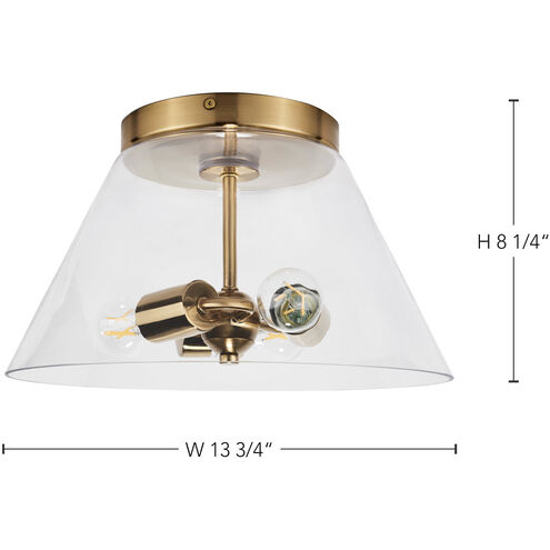 Dover 2 Light 14 inch Vintage Brass Flush Ceiling Light