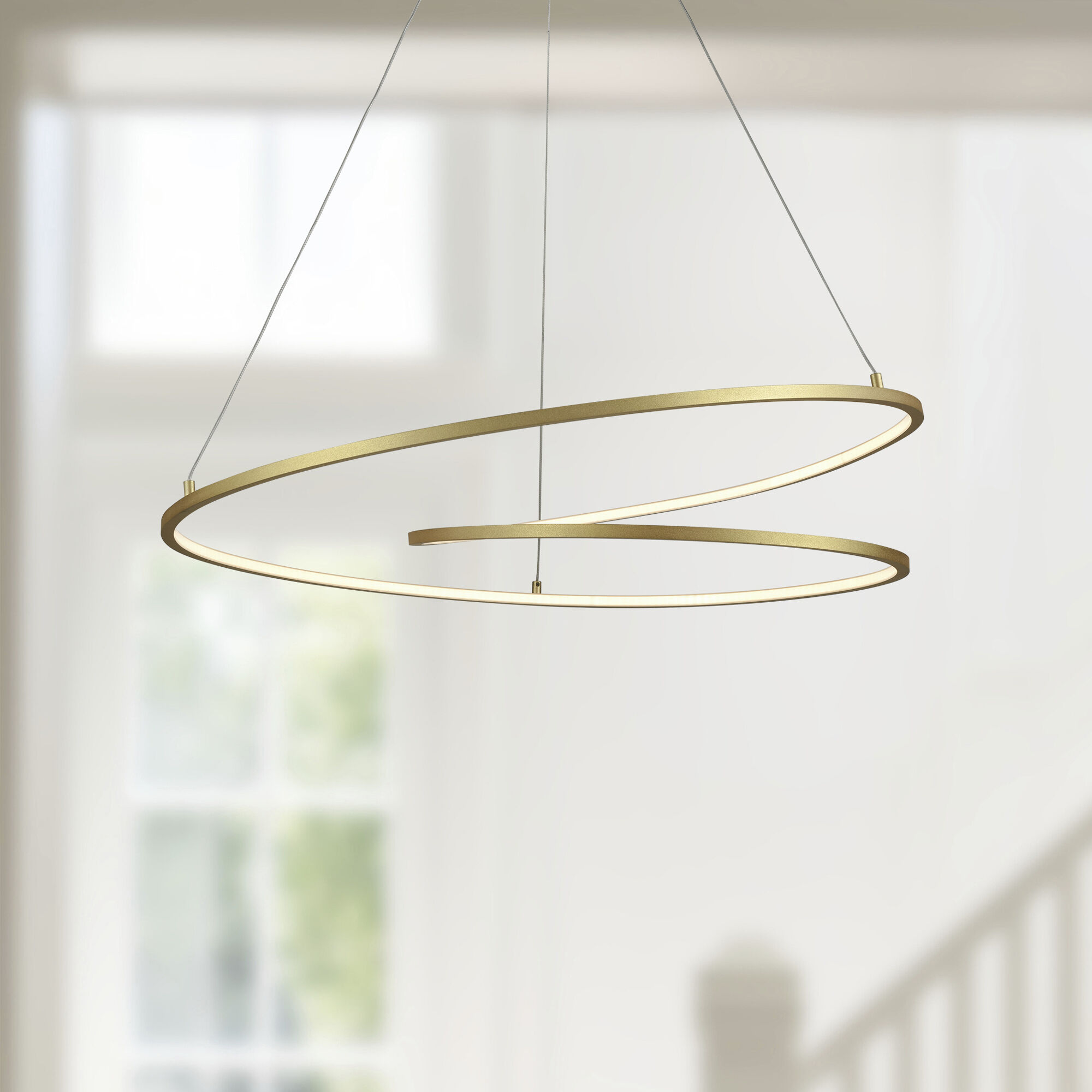 Twist LED 32 inch Antique Brass Pendant Ceiling Light