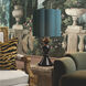 Dionne 33.46 inch 40 watt Piano Black and Turquoise Shade Table Lamp Portable Light
