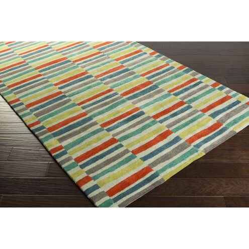 Young Life 132 X 96 inch Red/Emerald/Dark Blue/Olive/Sage/Ivory Handmade Rug