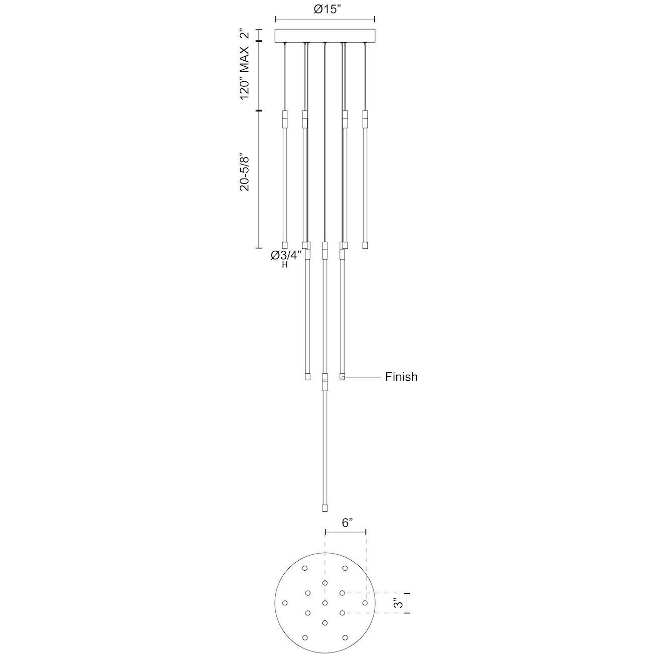 Motif LED 12.75 inch Black Multi-Pendant Ceiling Light