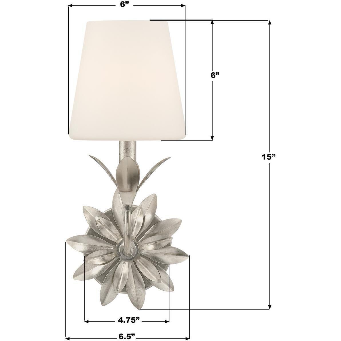 Broche Bath Sconce Wall Light in Antique Silver